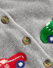 Novelty Logo Cardigan-Grey Marl Cars / Boden Outlet