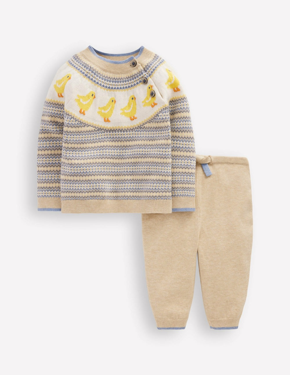 Fair Isle Knitted Play Set-Oatmeal Marl Chicks / Boden Discount