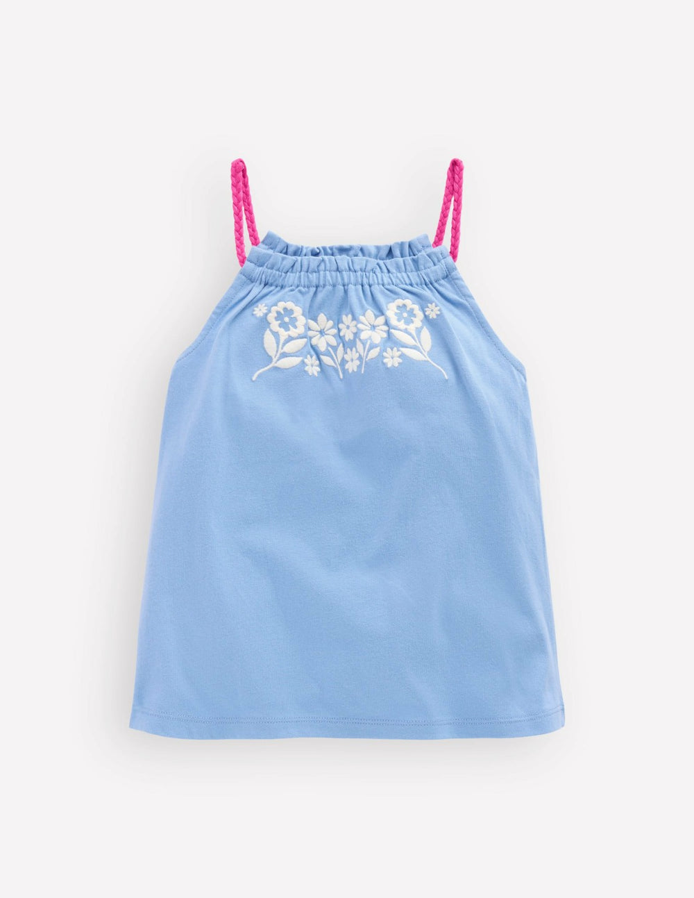 Plaited Strap Embroidered Tank-Forget Me Not Blue / Boden Outlet