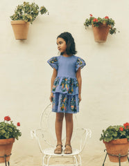 Woven Mix Twirly Dress-Azure Blue Jungle Trellis / Boden Discount
