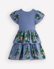 Woven Mix Twirly Dress-Azure Blue Jungle Trellis / Boden Discount