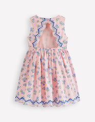 Broderie Back Detail Dress-Chalk Pink Ditsy / Boden us