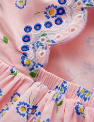 Broderie Back Detail Dress-Chalk Pink Ditsy / Boden us