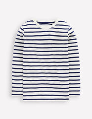 Everyday Long Sleeve T-Shirt-Soft Ivory/ College Navy / Boden