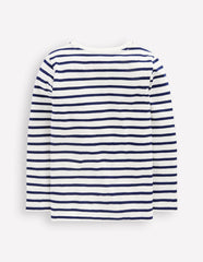 Everyday Long Sleeve T-Shirt-Soft Ivory/ College Navy / Boden