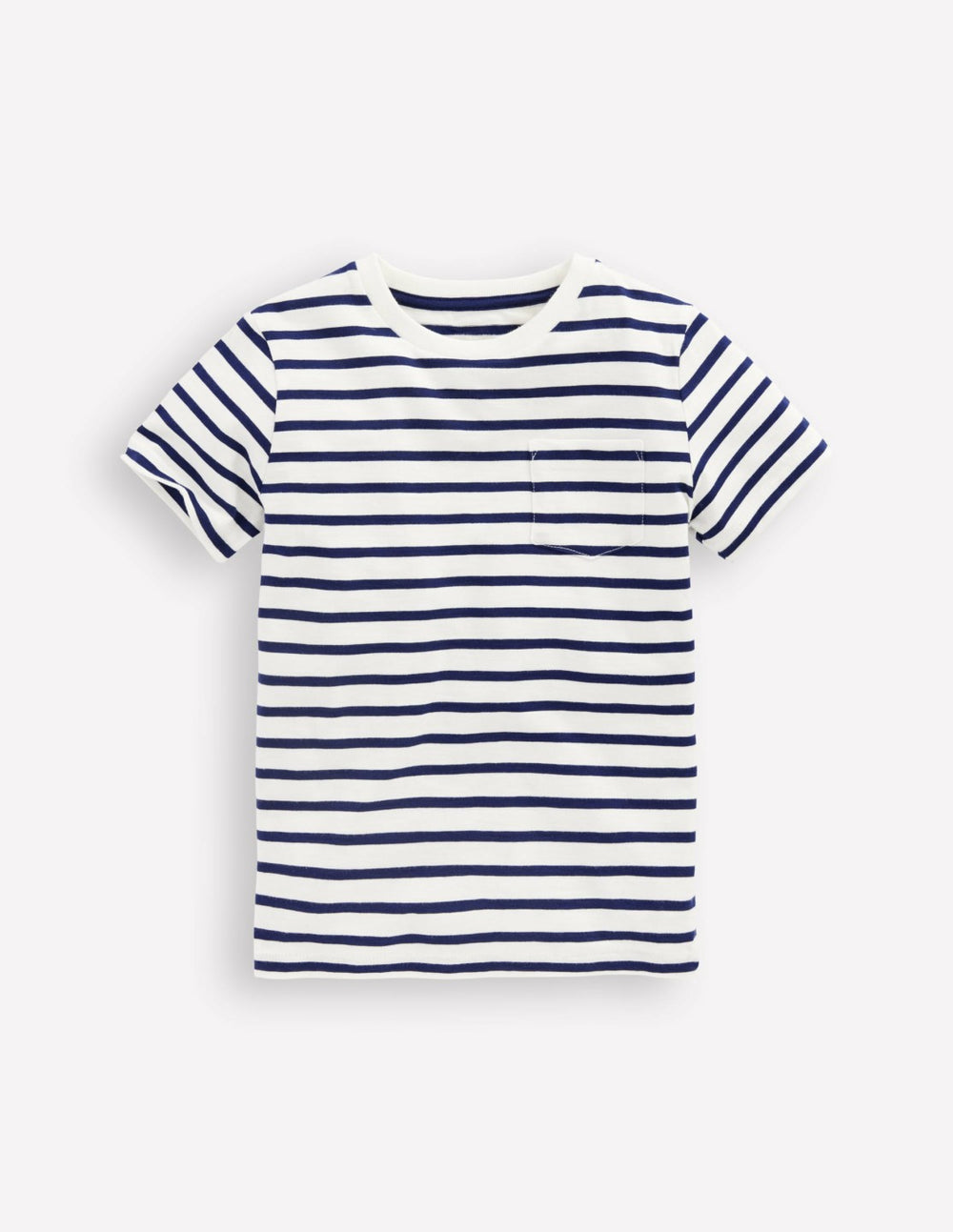 Everyday Short Sleeve T-Shirt-Ivory/College Navy / Boden Sale
