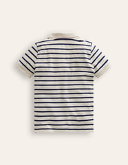 Piqué Polo Shirt-Ivory/College Navy / Boden On sale