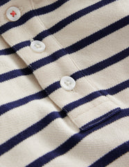 Piqué Polo Shirt-Ivory/College Navy / Boden On sale