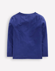 Long Sleeve Appliqué T-shirt-Twilight Blue Moon Explorer / Boden us
