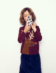 Zip Detail Appliqué T-shirt-Port Reindeer / Boden Sale
