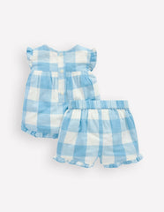 Pretty Trim Woven Play Set-Blue Gingham Embroidery / Boden On sale