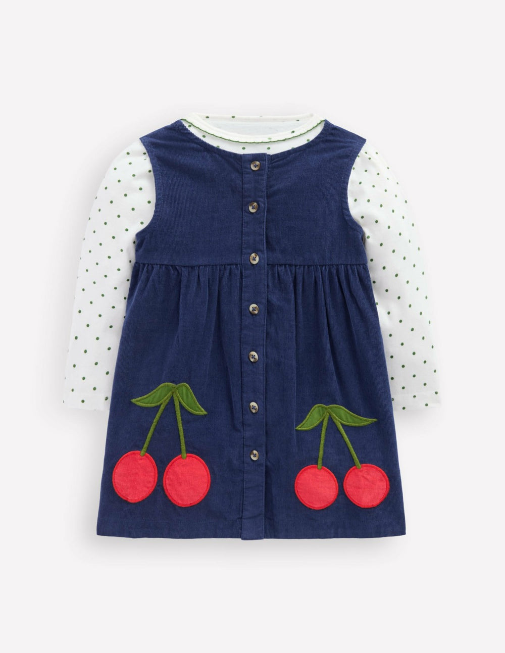 Woven Pinny Dress Set-College Navy Cherries / Boden Discount