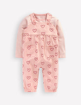 Jersey Dungaree Set-Pink Hearts / Boden On sale