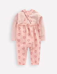 Jersey Dungaree Set-Pink Hearts / Boden On sale