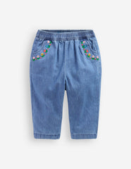 Embroidered Chambray Trouser-Embroidered Denim / Boden On sale