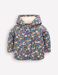 3-in-1 Showerproof Coat-Twilight Berry Floral / Boden