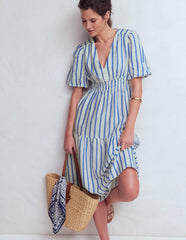 Irene Linen Midi Dress-Blue Stripe / Boden Discount