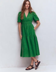 Irene Linen Midi Dress-Highland Green / Boden us