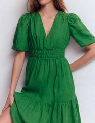 Irene Linen Midi Dress-Highland Green / Boden us