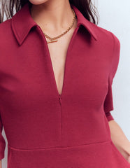 Cam Short Sleeve Ottoman Dress-Ruby Red / Boden