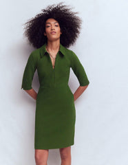 Cam Short Sleeve Ottoman Dress-Green Fir / Boden Online