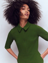 Cam Short Sleeve Ottoman Dress-Green Fir / Boden Online