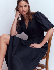 Irene Linen Midi Dress-Navy / Boden Discount