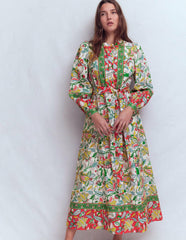Ava Linen Blend Midi Dress-Multi, Botanical Trail / Boden On sale