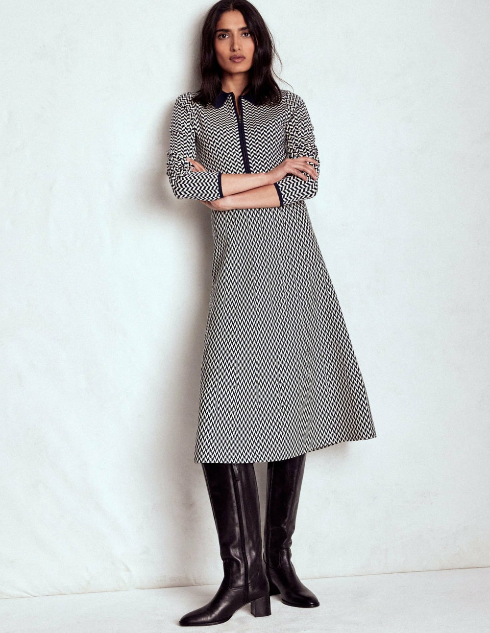 Fiona Chevron Knitted Dress-Chevron / Boden us