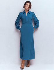 Pip Zip-Up Ponte Midi Dress-Tourmaline Blue / Boden On sale