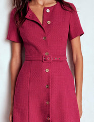 Charlotte Cotton Midi Dress-Bright Cherry / Boden