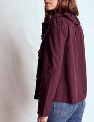 Ruffle Embroidered Blouse-Dark Cherry / Boden us