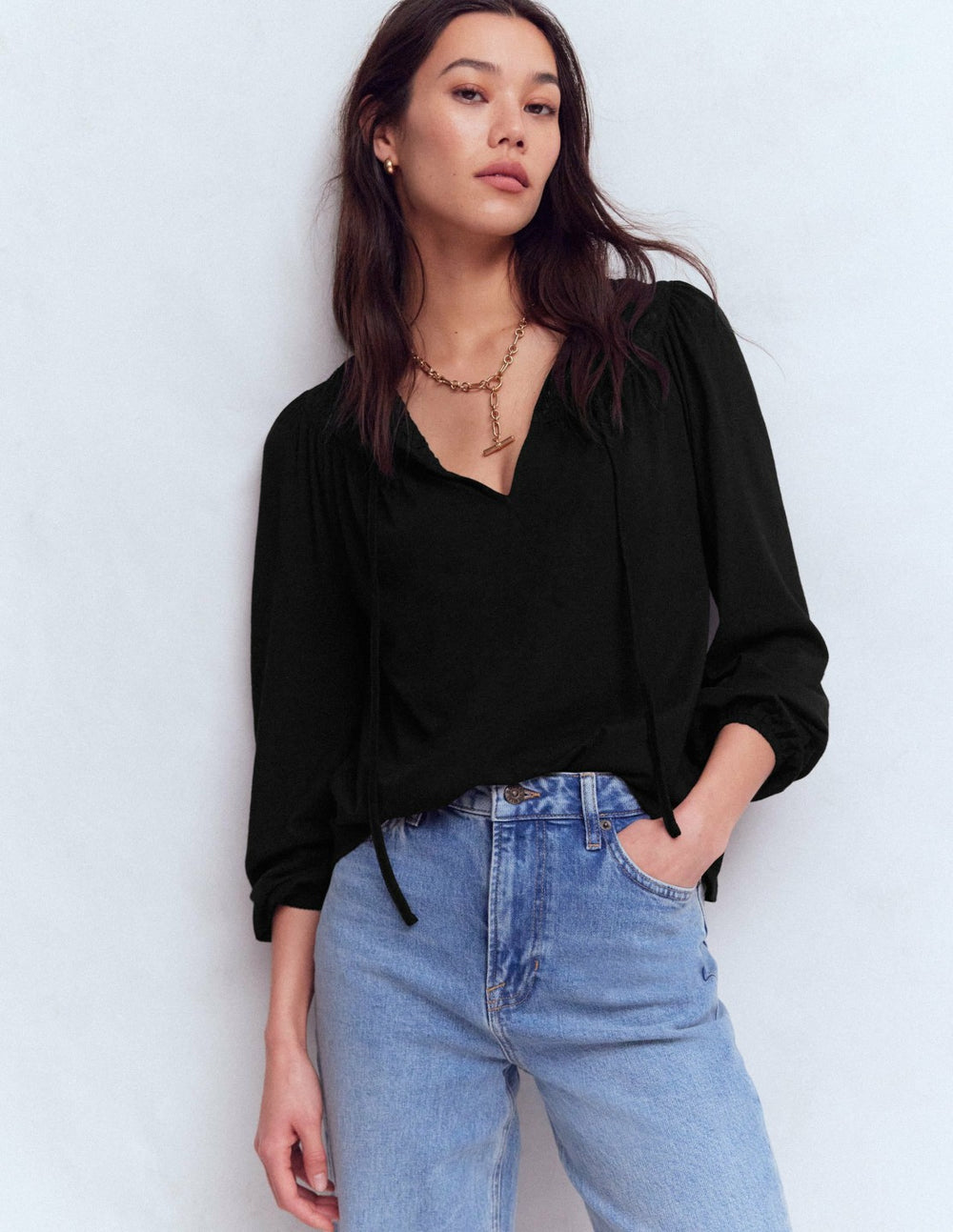 Edi Trim Detail Top-Black / Boden Sale