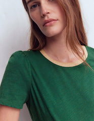 Metallic Trim T-Shirt-Trekking Green / Boden Sale
