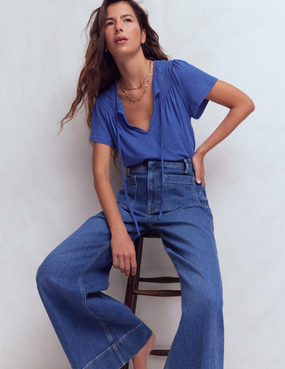 Edi Trim Detail T-shirt-Beaucoup Blue / Boden Online
