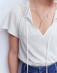 Edi Trim Detail T-shirt-White / Boden On sale