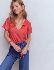 Edi Trim Detail T-shirt-Porcelain Rose / Boden