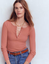 Rib Henley-Vintage Rose / Boden Outlet