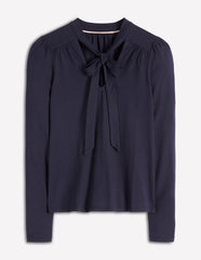 Tie Neck Supersoft Top-Navy / Boden Discount