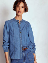 Rhea Trim Insert Denim Top-Light Vintage / Boden