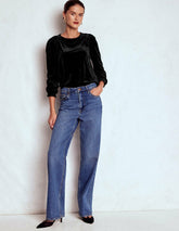 Mila Velvet Top-Black / Boden us