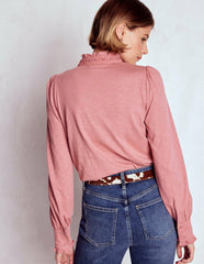 Lace Detail Jersey Shirt-Vintage Rose / Boden us