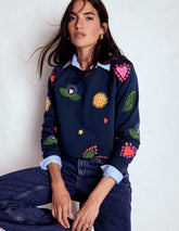Rosa Embroidered Sweatshirt-Navy, Multi Embroidery / Boden