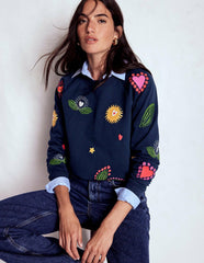 Rosa Embroidered Sweatshirt-Navy, Multi Embroidery / Boden