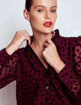 Sasha Devore Velvet Top-Deep Wisteria Spot / Boden Sale