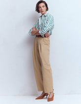 Pleat Barrel Leg Pants-Stone / Boden On sale