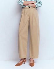Pleat Barrel Leg Pants-Stone / Boden On sale