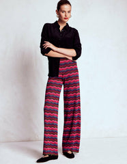 Jacquard Knitted Trousers-Jewel Toned Metallic Wave / Boden Discount