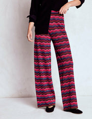 Jacquard Knitted Trousers-Jewel Toned Metallic Wave / Boden Discount