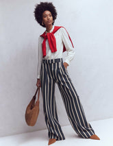Kensington Tailored Pants-Navy Camel Tram Stripe / Boden On sale